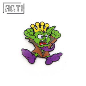 green funny goblin soft enamel metal badge