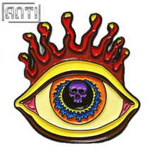 Bulk Cartoon Scary Eyes Skeleton Pin Colorful With Big Eyes Black Nickel Metal Soft Enamel Badge Make An Enamel Pin For Gift