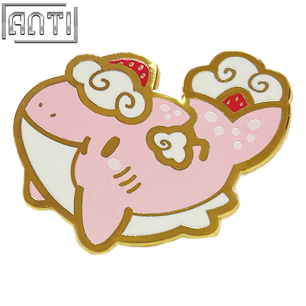 Distributor Cartoon Cute Pink Dolphin Pin Dolphins And Strawberries With Cream Gold Metal Hard Enamel Badge For Lovers Gift