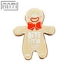Custom Cartoon Christmas Gold Cute Gingerbread Doll Lapel Pin Wholesale Manufacturer High Quality Hard Enamel Metal Craft Badge