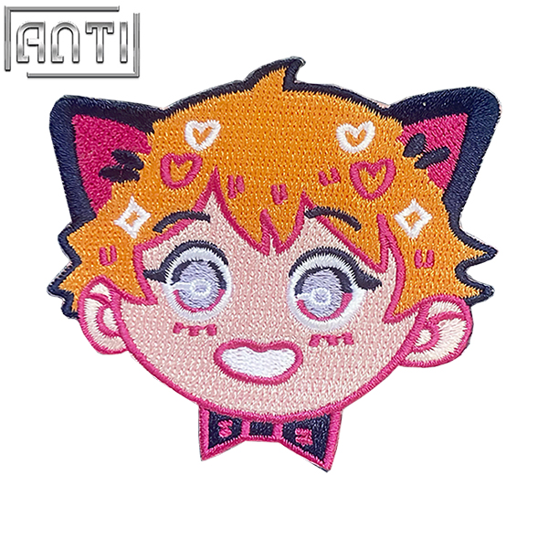 Custom Cute Pink Cat Ears Boy Embroidery Boutique Art Excellent Design Cartoon Pattern Embroidery Applique A Gift For Friend