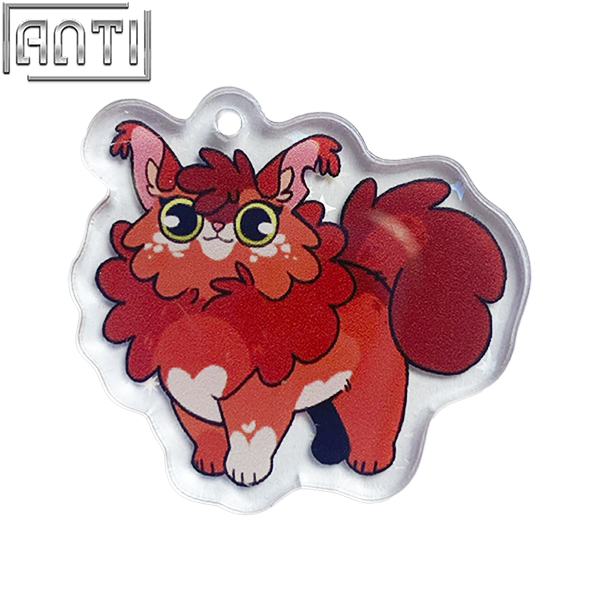 Custom Cute Cartoon Animal Red Elfin Acrylic Key Ring Art Excellent Design Offset Printing Metal Key Ring A Gift For Friend