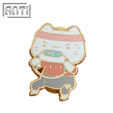 Wholesale Light Blue and white colour cartoon Cute animal small cat hard enamel zinc alloy Lapel Pin 