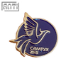 Custom Fashion Retro Round Purple Mini Bird Letter Professional Soft Enamel Zinc Alloy Lapel Pin Men Suit