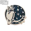 Custom Lovely Animal a Bird Of Minerva Lapel Pin Wholesale High Quality Cartoon Round Blue Glitter Silver Metal Badge For Gift