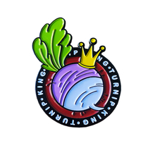 Custom Cool Wearing a Crown Turnip Black Round Famous Brand Advertising Black Dyed Soft Enamel Wholesale Manufacturer Lapel Pin