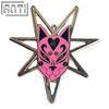Custom Pink Japanese Fox Mask Design Lapel Pin High Quality Seven Pointed Star Hollow Necklace Silver Metal Hard Enamel Badge 