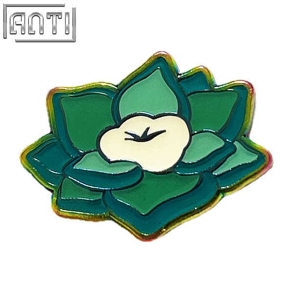 Bulk Cartoon beautiful green lotus Pin High Quality Blue And Purple Rainbow Plate Soft Enamel Badge make an enamel pin For Gift