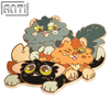 Custom Three Cute Cartoon Kittens Lapel Pin High Quality Famous Anime Animals Hard Enamel Gold Metal Badge For Friend Gift