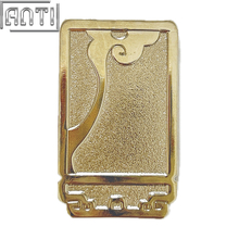 Trader Chinese Pattern Design Pin Embossed Logo Design Rectangular Silver Metal Soft Enamel Badge Make An Enamel Pin For Gift