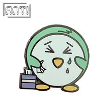 Wholesale manufacturer custom cartoon Light green funny cry face black nickel hard enamel lapel pin