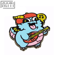  College Design Wholesale custom cartoon cool cute blue and yellow animal black nickel hard enamel lapel pin