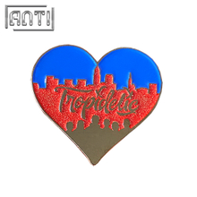 Heart Glitter Soft Enamel Lapel Pin blue and red letters figure heart shape Black Nickel Badge Brooch For Girls Gift