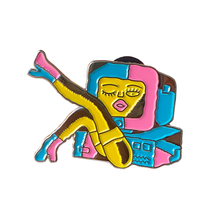 Wholesale yellow blue red Many colour Squares strange lady black nickel soft enamel Lapel Pin