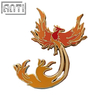 Custom Cartoon Beautiful Orange Flame Bird Phoenix Design Lapel Pin Wholesale Manufacturer Hard Enamel Gold Metal Badge