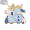 Custom Cartoon Cute Sky And Sun Design Lapel Pin Little Monsters Series Blue Glitter Hard Enamel Gold Metal Badge For Gift