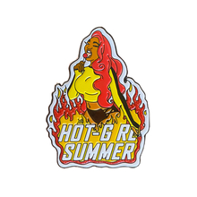 Wholesale Manufacturer Letter Red and yellow flame girlish black nickel soft enamel Lapel Pin