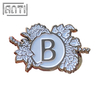 Round Black Nickel Metal Soft Enamel Lapel Pin White Flowers Letters B Badge Manufacturer Brooch For Girls Gift