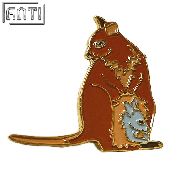 Quotation Lovely Kangaroo Mother And Baby Pin Funny Cartoon Animal Gold Metal Soft Enamel Badge Make An Enamel Pin For Gift