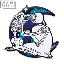 Custom Poor Girl Lapel Pin The Moon And The Missing Person High Quality Black Nickel Metal Hard Enamel Supplier Badge For Gift