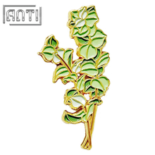 Quotation Green Plant Leaf Design Lapel Pin Art Excellent Design Small Simple Clean Gold Metal Soft Enamel Badge For Gift