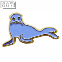 Distributor Cute little blue seal Lapel Pin Art Excellent Design Gold Metal Soft Enamel Badge Make An Enamel Pin For Gift
