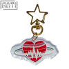 Custom Red Gradient Heart Acrylic Key Ring Cartoon Electrocardiogram Pattern Offset Printing Stars Metal Key Ring For Friend