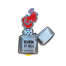 Wholesale Manufacturer Red flame Silver platin Letter lighter soft enamel Lapel Pin