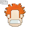 Custom Cartoon Pixel Portrait Design Lapel Pin Orange Transparent Funny And Cute Big Head Hard Enamel Gold Metal Badge For Gift