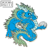 Custom Cartoon Handsome Blue Dragon Lapel Pin High Quality Caesious Glitter Hard Enamel Silver Metal Badge For Friend Gift