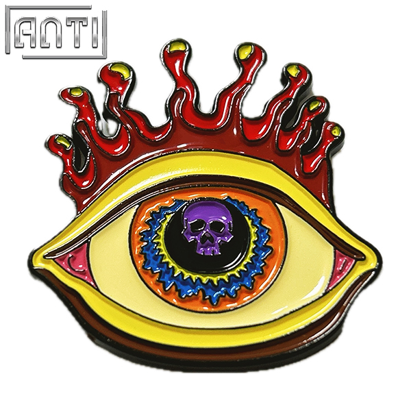 Bulk Cartoon Scary Eyes Skeleton Pin Colorful With Big Eyes Black Nickel Metal Soft Enamel Badge Make An Enamel Pin For Gift