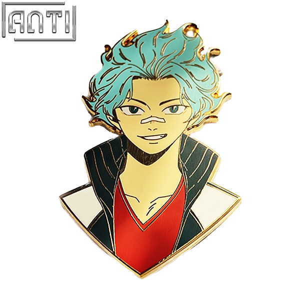 Custom Famous Animation Handsome Guy Lapel Pin He's a Handsome Japanese Cartoon Character Hard Enamel Gold Metal Badge For Gift
