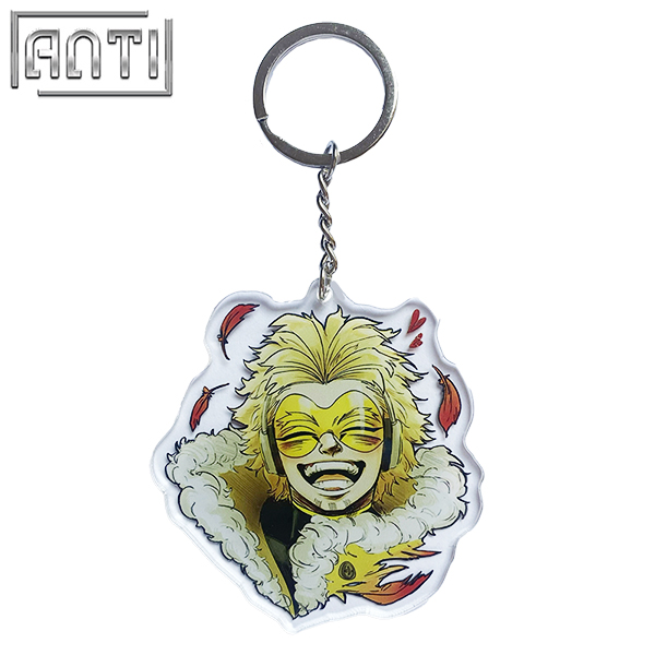 Custom Cartoon Handsome Mens Acrylic Key Ring Japanese Anime Handsome Character Offset Printing Metal Key Ring Accessories 