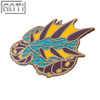 Custom Cartoon Strange Design Lapel Pin Purple And Yellow Composition Of The Pattern Blue Glitter Hard Enamel Badge