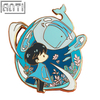Custom Cartoon Cute Boy And Whale Lapel Pin Blue Deep Sea Dream Water Drop Shape Design Hard Enamel Gold Metal Badge For Gift