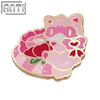 Custom Cartoon Cute Little Elf Pink Lapel Pin High Quality Pink Flowers Hard Enamel Gold Metal Zinc Alloy Badge For Friend Gift