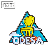 Custom 10mm Blue And yellow Famous Brand Advertising white Letter Black Nickel Soft Enamel Lapel Pin With Backing Card