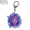 Custom Handsome Animal Girls Acrylic Key Ring Cartoon Blue Purple Offset Printing Round Metal Key Ring Accessories For Gift