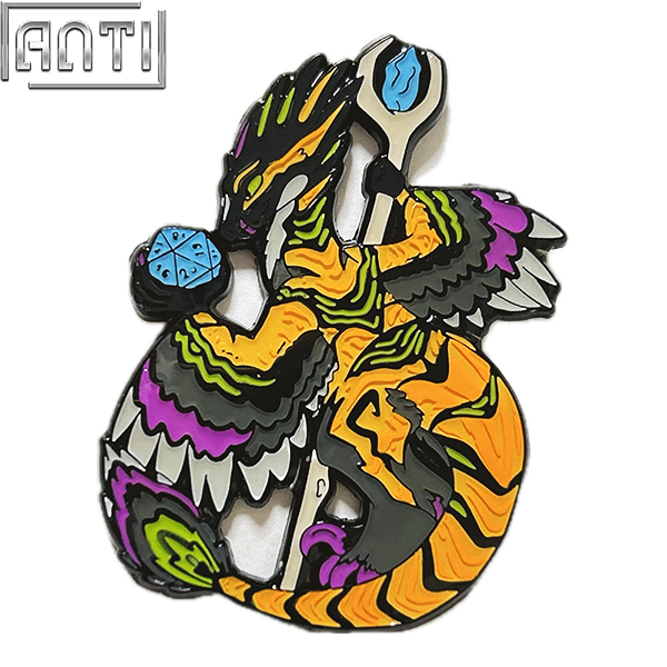 Distributor Cool Cute Cartoon Dragon Man Lapel Pin Beautiful Animals With Magic And Wings Soft Enamel Black Nickel Metal Badge