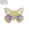Custom Design High Quality Purple And White Golden Butterfly Hard Enamel Zinc Alloy Badge