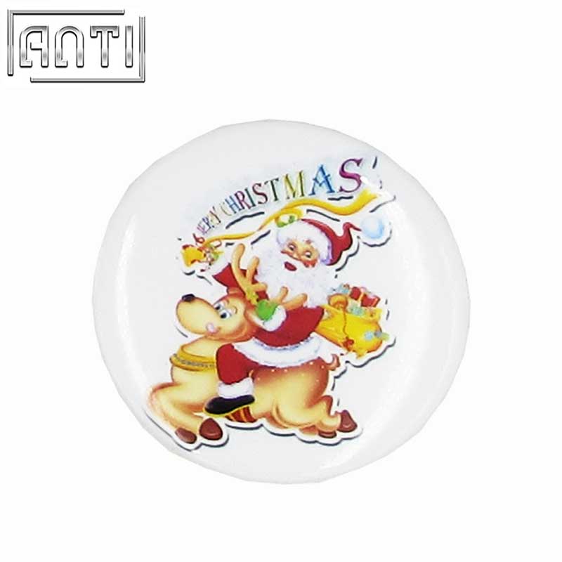 Hot Sale Manufacturer Custom Your Own High Quality Design Round Happy Santa Claus Offset Print Pin 
