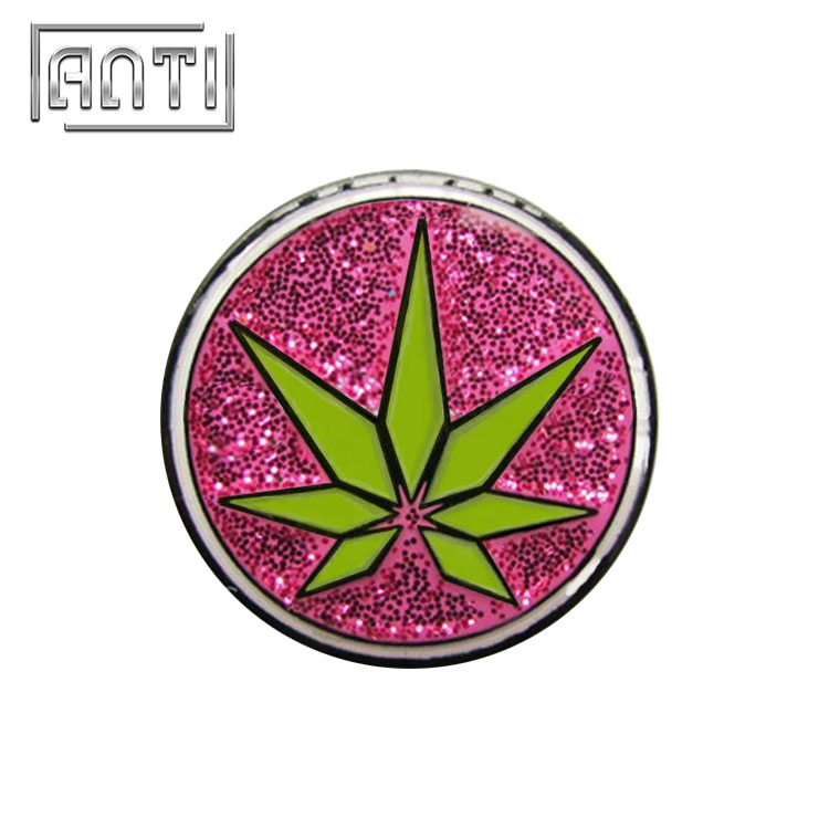 pink paillette roundness soft enamel metal badge
