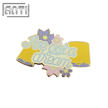 Custom purple a lot of flower pattern various colour light purple and yellow hard enamel zinc alloy lapel pin 