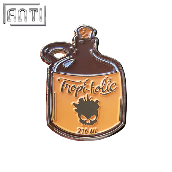 Cartoon bottle Soft Enamel Lapel Pin brown brown cool letters skull Black Nickel Badge Brooch For Girls Gift