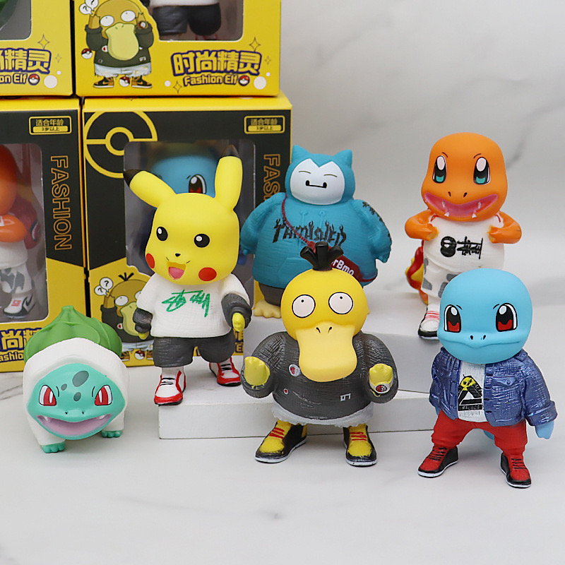 5 Generations Of 6 Pokemon Animation Garage Kit Fashion Suit Kachu Can Da Duck Small Fire Dragon Baby Magic Tide Play