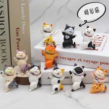 10 Solid PVC Turn To Applaud The Cat Garage Kit Animation Peripheral Cartoon Kitten Doll Car Decoration