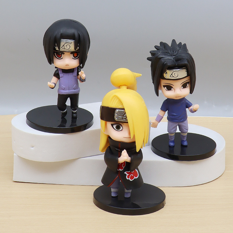 NARUTO 6 Q Version KAKASHI NARUTO SASUKE Car Decoration Animation Garage Kit Model Home Accessories