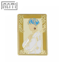 Wholesale manufacturer gold blue and white handsome beauty male hard enamel zinc alloy lapel pin