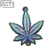 Wholesale Manufacturer Magnificent cool white leaf glitter Blue and purple Rainbow Plate soft enamel Lapel Pin