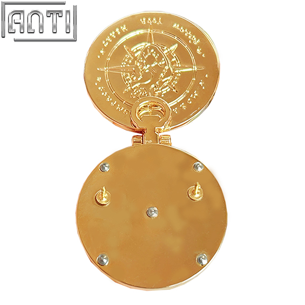 Custom Gorgeous Pocket Watch Pendant Lapel Pin Beautiful And Dreamy Double - Sided Star Chart Pointer Design Gold Metal Badge